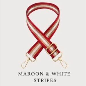 Maroon and White Striped Crossbody Bag Strap